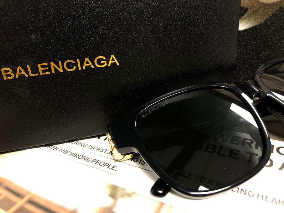 BALENCIAGA サングラス ブラック ゴールドBBロゴ ボリュームフレーム