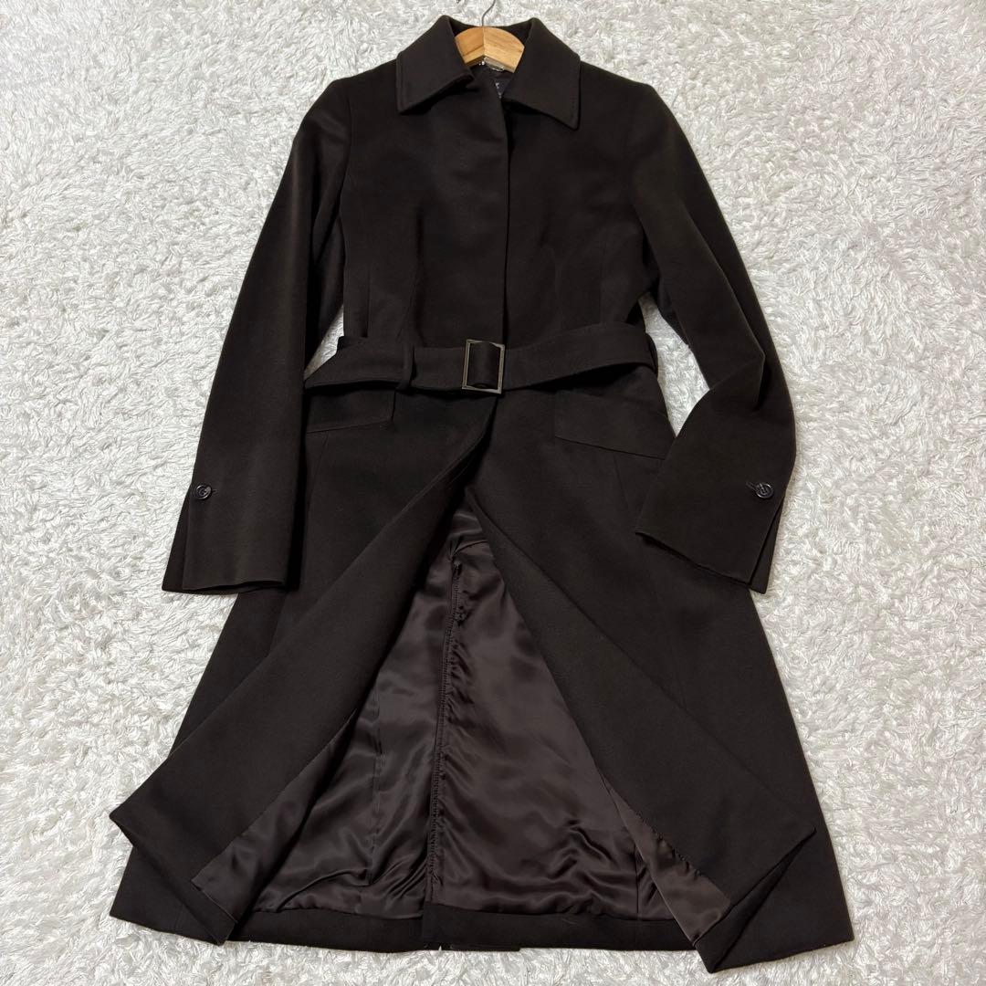 美品　23区　カシミヤ　ロングコート　ベルベットコート　フォックスファー　38