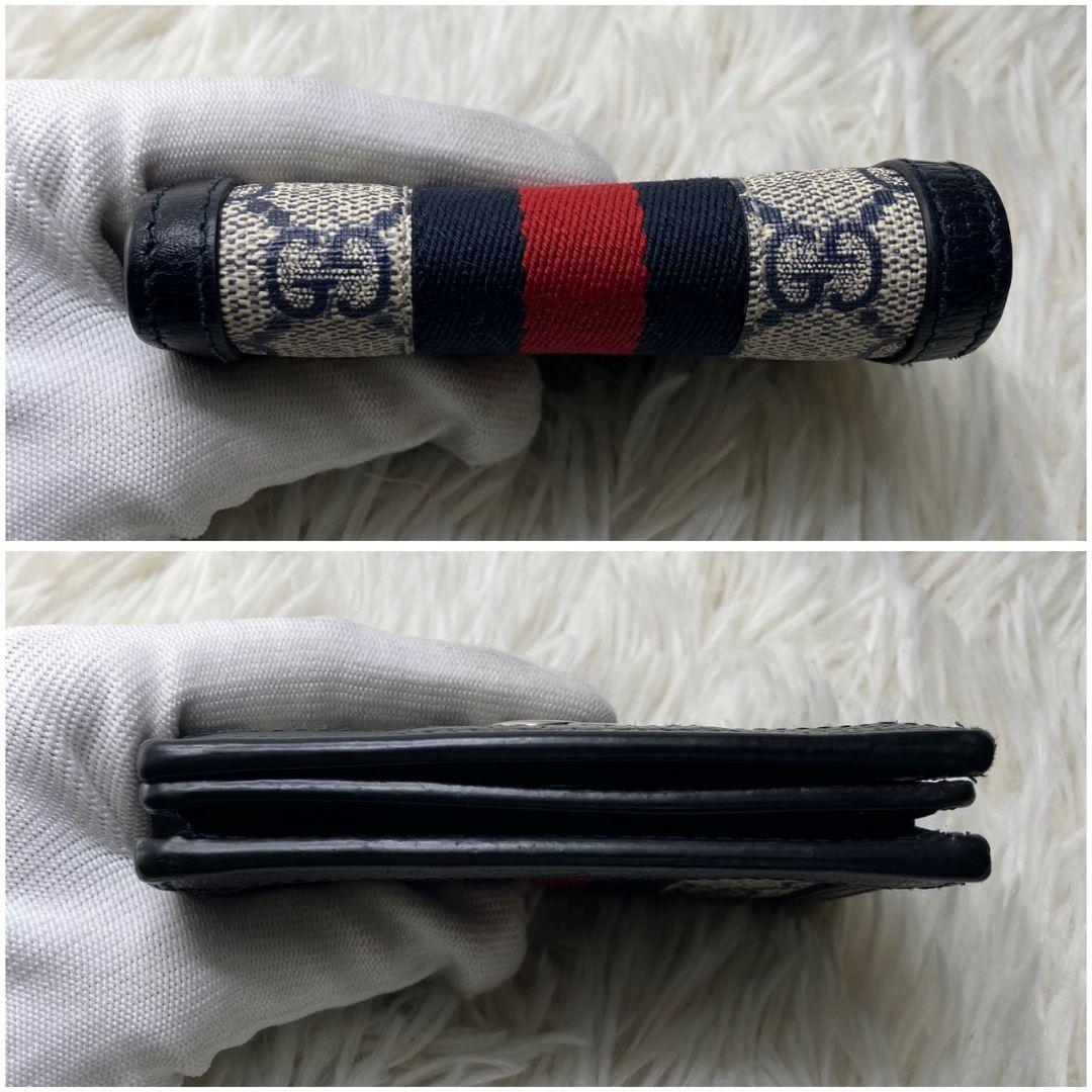 極美品　グッチ　オフィディア　折財布　GGマーモント　スプリーム　ネイビー