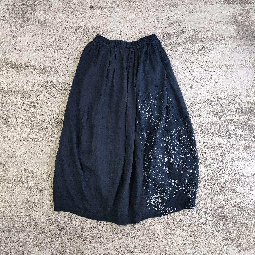 希少/pas de calais/60リネンろうけつ染めスカート/日本製