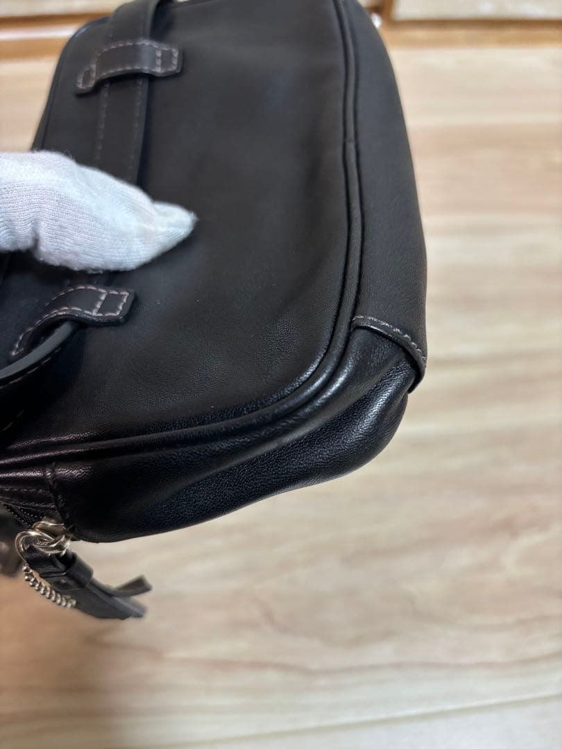 コーチ　COACH ウエストポーチ　ボディーバッグ ブラック　オールレザー　革