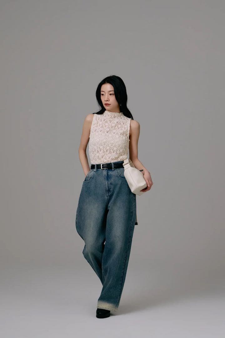louren bleach hem denim indigo 40サイズ