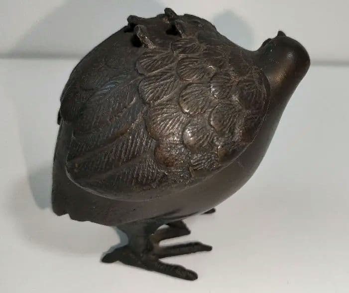 鶉(うずら)香炉　青銅製　骨董品 アンティーク品