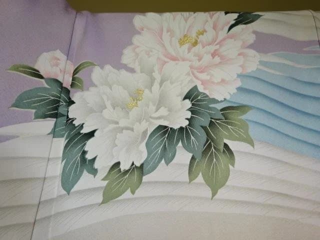 振り袖　正絹　辻が花孔雀柄　未使用品