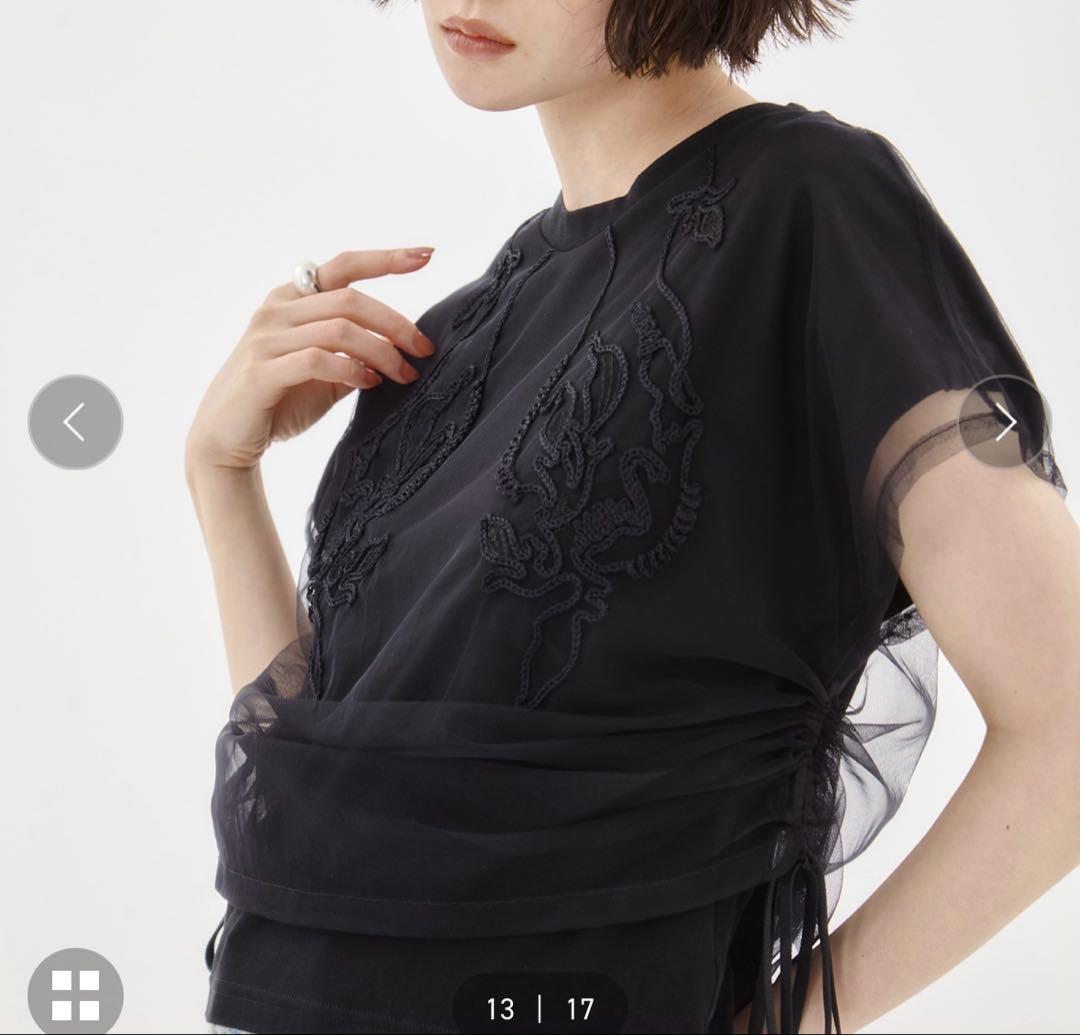 トップス MURRAL embroidered tulle layered tops
