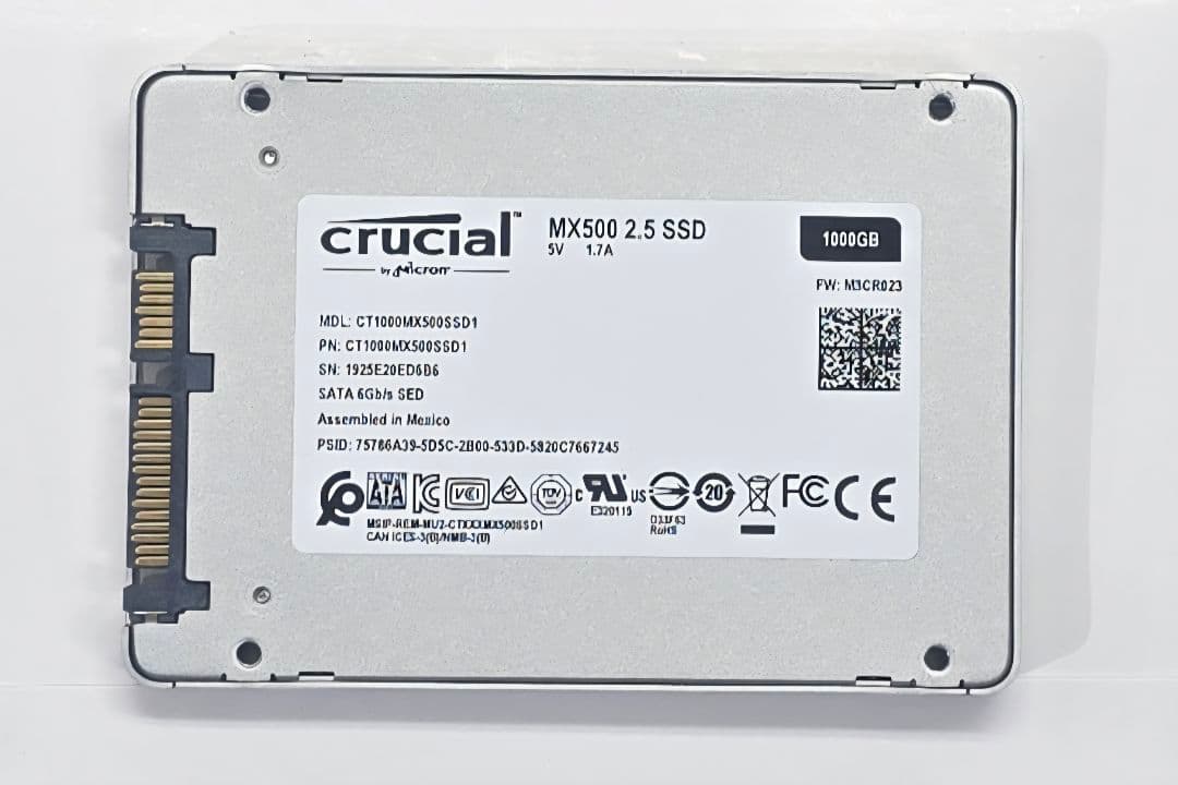 ⑦ Crucial MX500 1TB SATA 2.5インチSSD　正常品