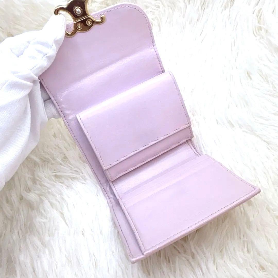 CELINE トリオンフ スモールフラップウォレット 三つ折り ピンク