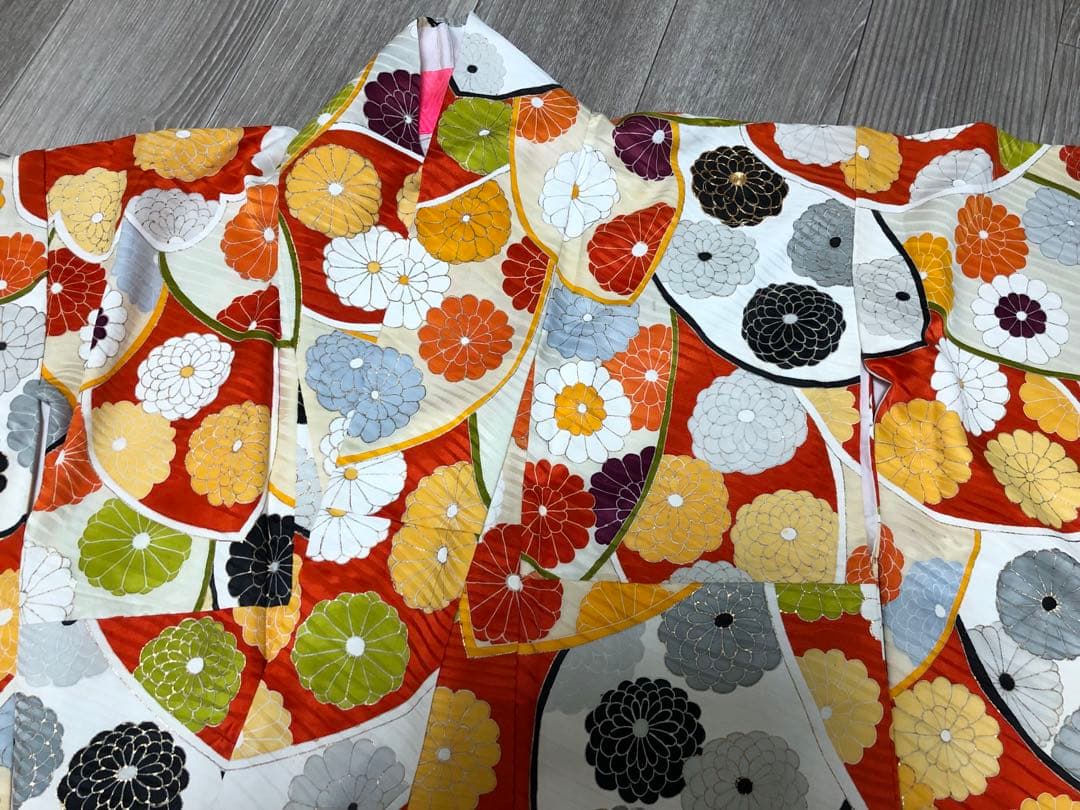 振袖 花柄　成人式　刺繍　着物　帯　セット　総柄　レトロ　袴　卒業　キモノ姫