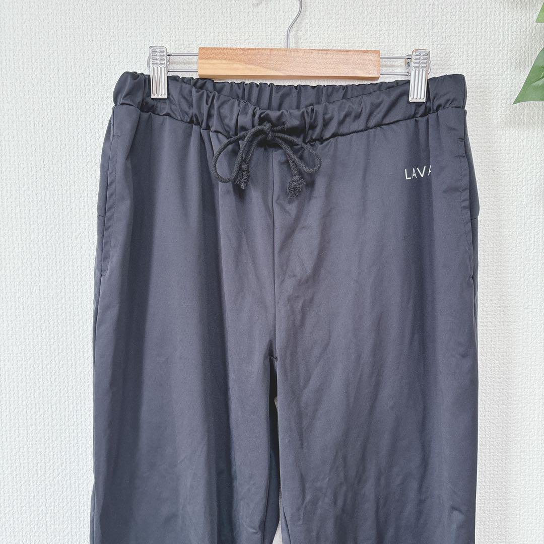 【ラバ】おうちdeホットヨガスーツ セットアップ ラグラン ストレッチ（L）黒
