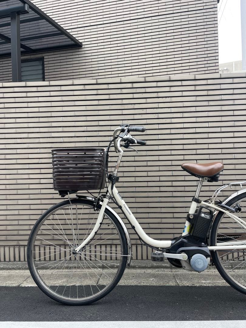 パナソニック電動アシスト自転車 ホワイト バスケット付き26DPTR02