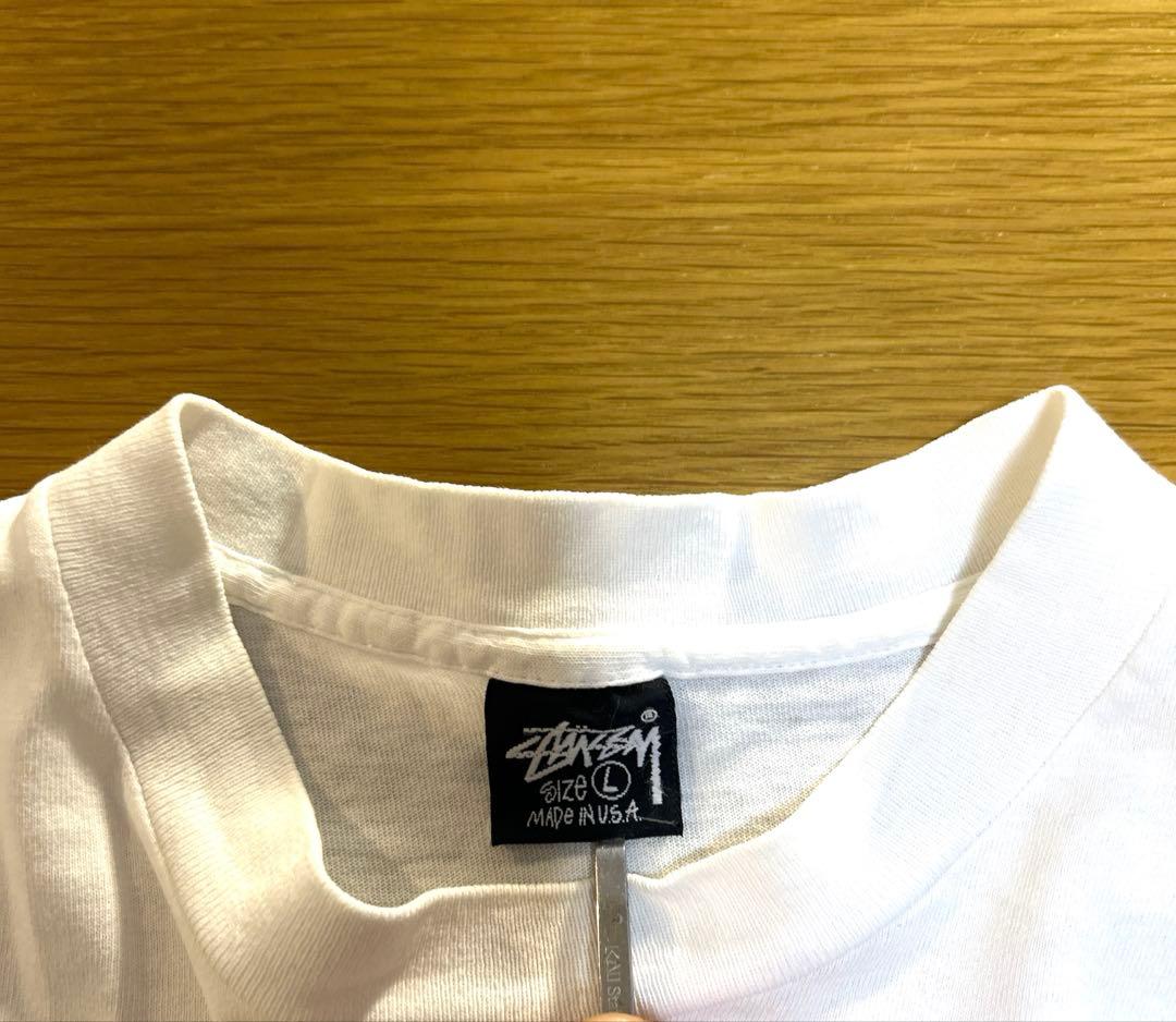 Old Stussy 80年台後期 黒タグ ベスパ 白色 Tシャツ Lサイズ