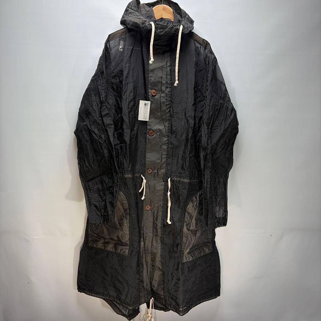 新品　ブラックコムデギャルソン　フィルタークロス　シースルー　コート　サイズXL