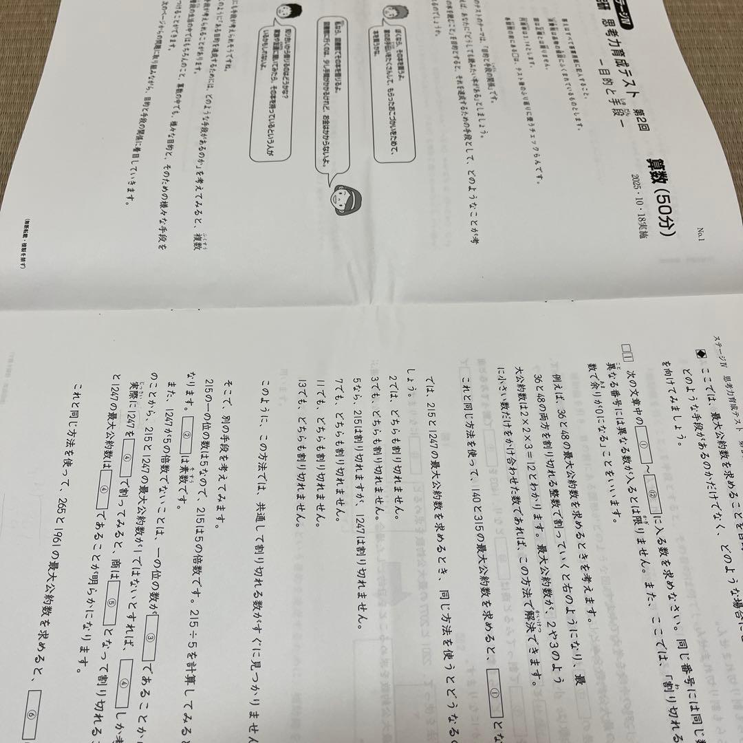 2025年 日能研 5年 ステージⅣ 思考力育成テスト❶〜❺