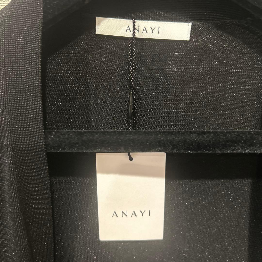 新品タグ付 ANAYI アナイ アセテートポリエステルロングカーディガンブラック