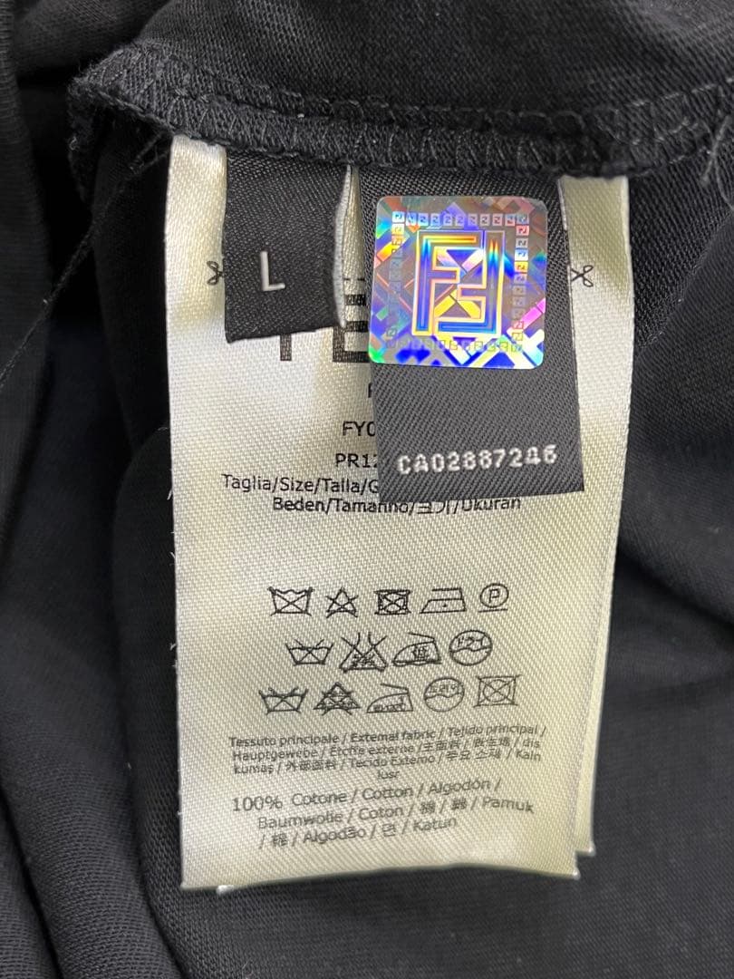 FENDI ROMA イタリー製 立体ロゴ 半袖tシャツ 黒 メンズL