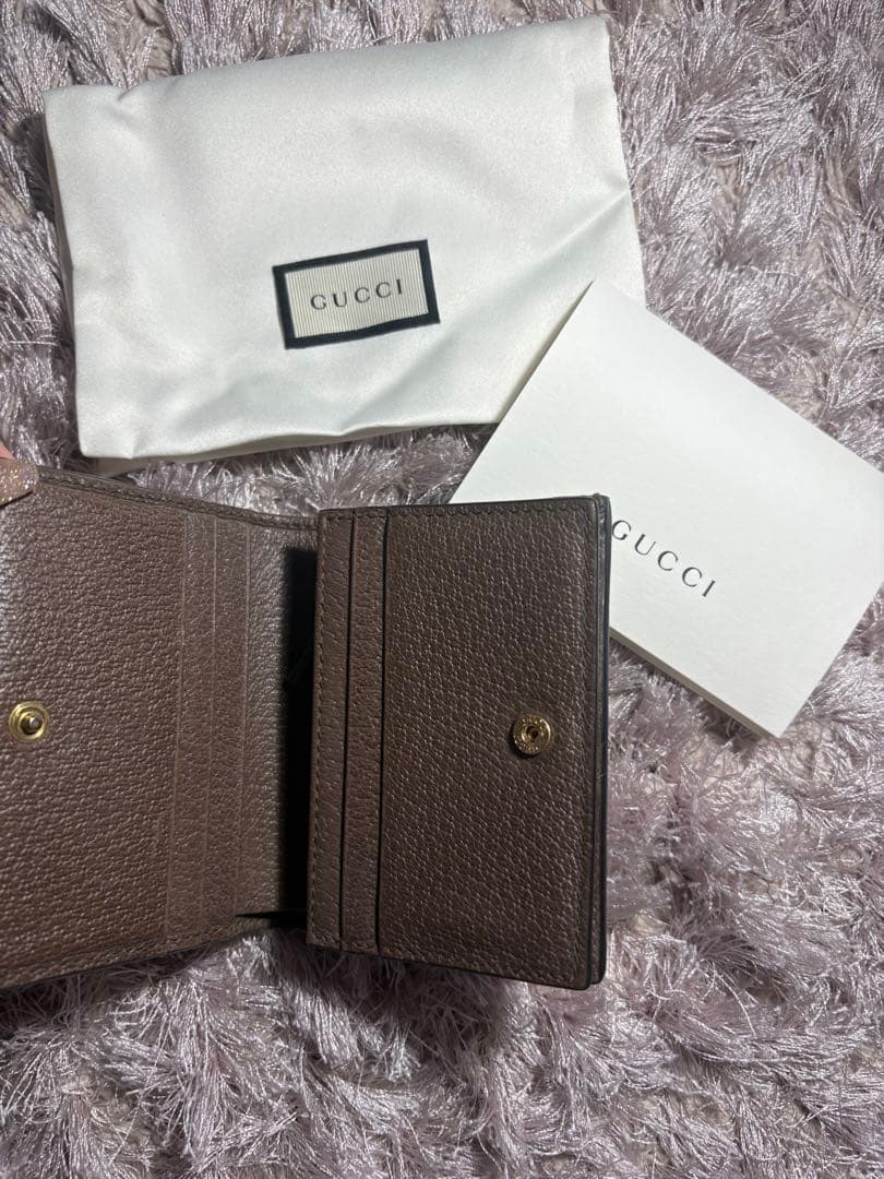 GUCCI 二つ折り財布 ベージュ/ブラウン