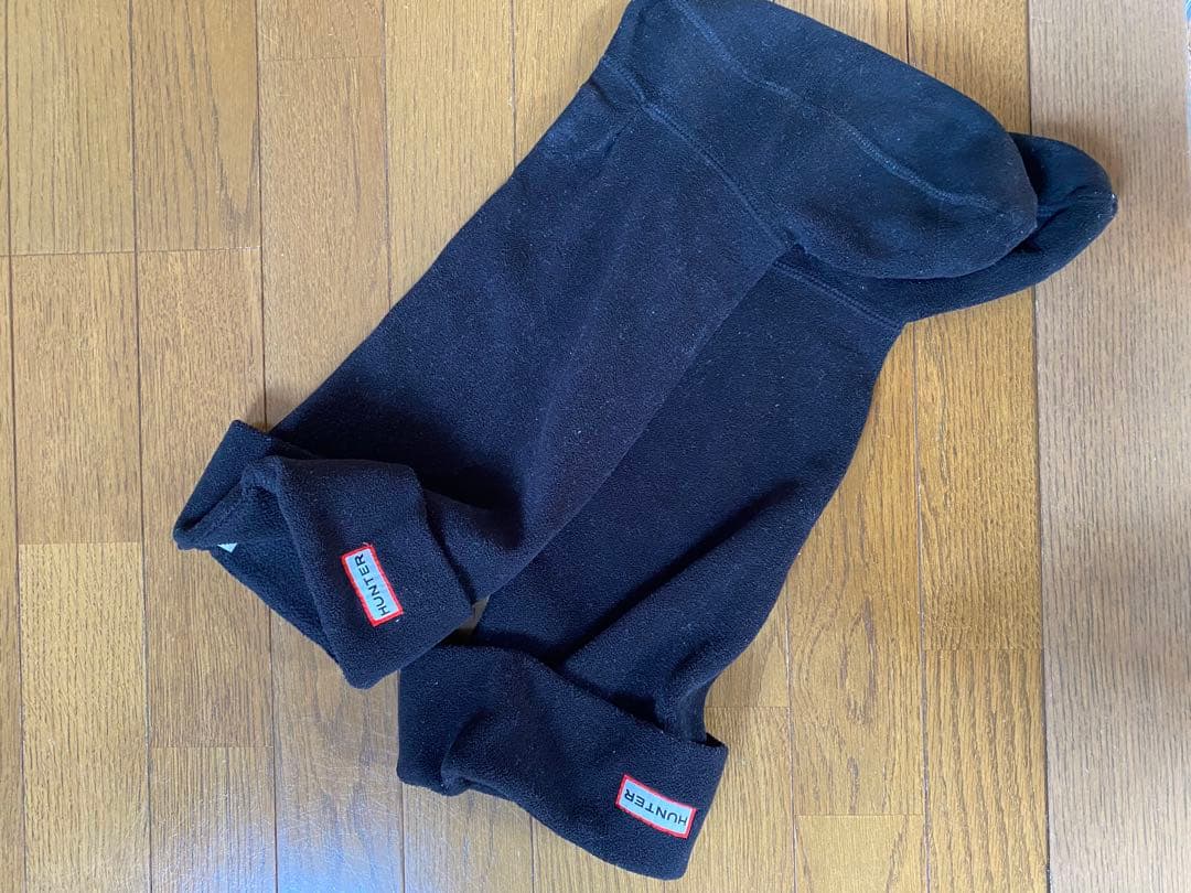 HUNTER ブラック 長靴 取り外し可能な ファー付き　24.5cm
