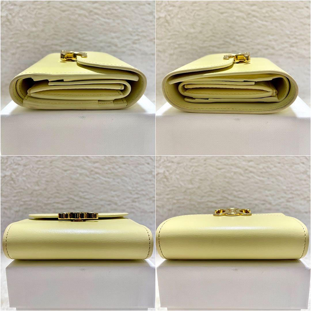 箱付 CELINE セリーヌ トリオンフ スモールフラップウォレット イエロー