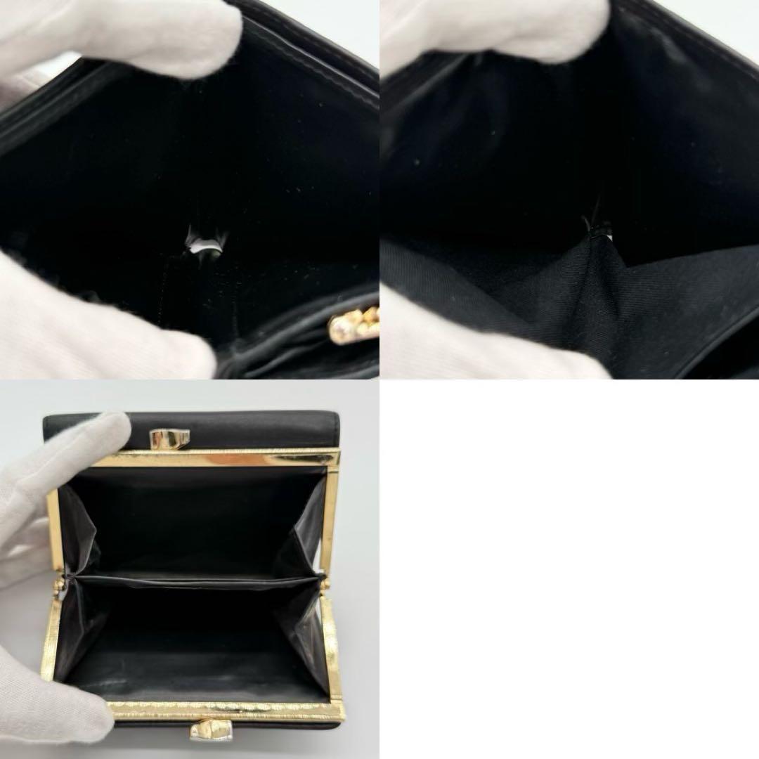 【美品】Vivienne がま口財布 三つ折り財布 ORB レザー ブラック
