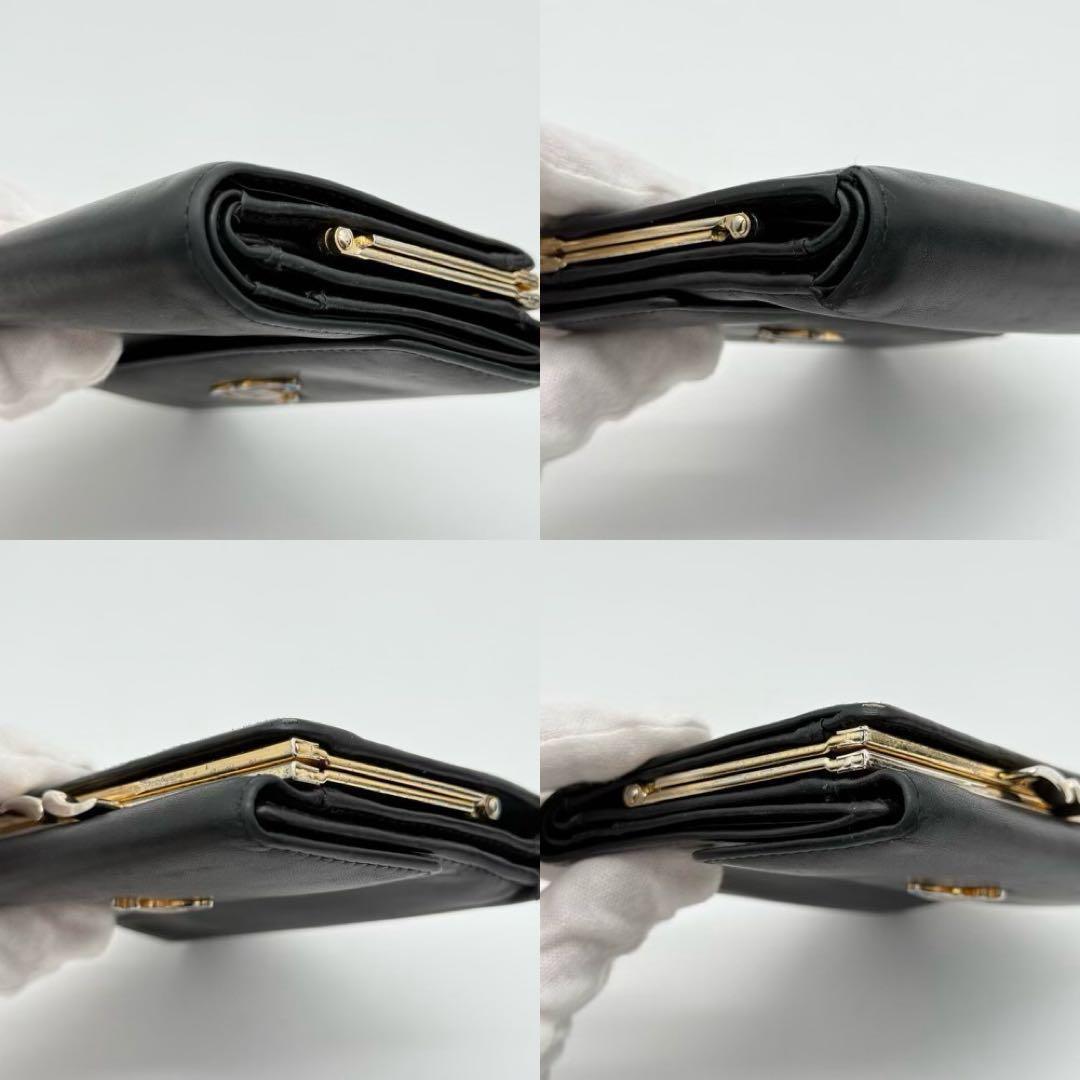 【美品】Vivienne がま口財布 三つ折り財布 ORB レザー ブラック