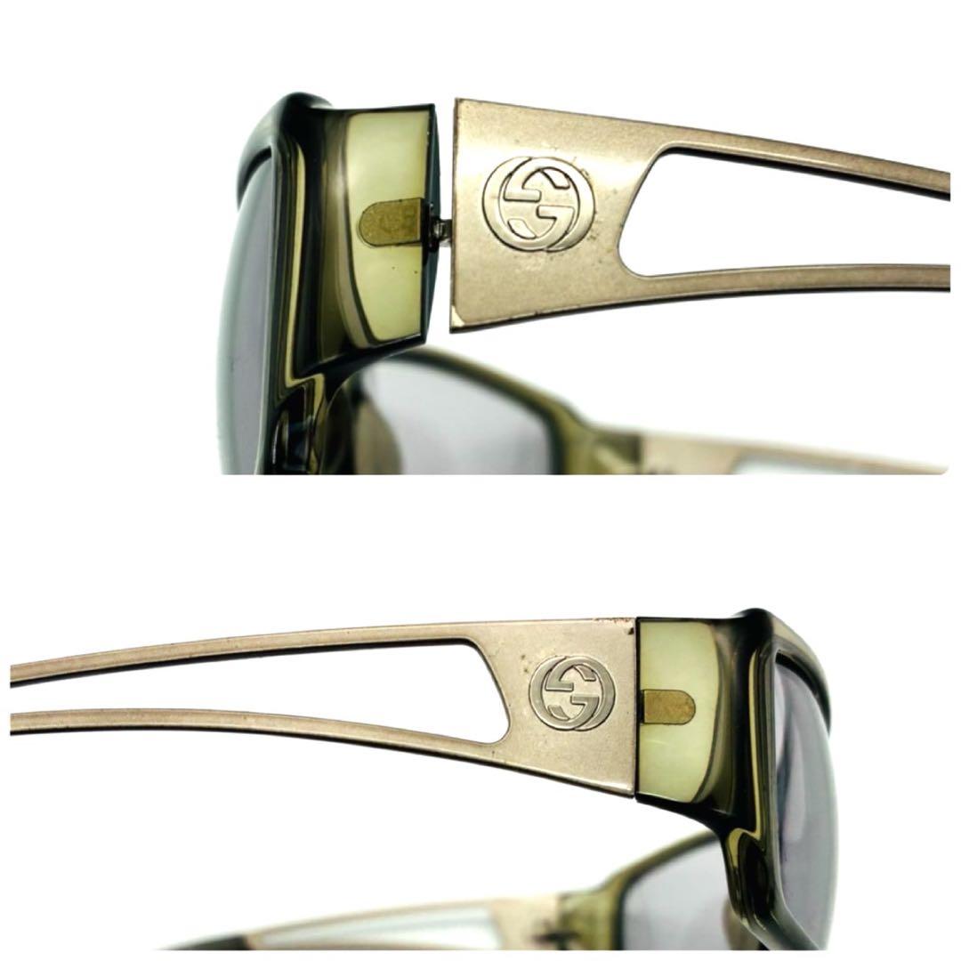 GUCCI グッチ インターロッキング サングラス カーキ系 シルバー GG