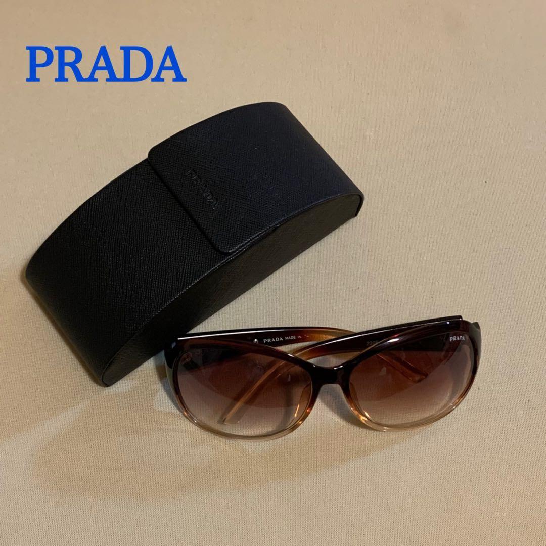 値下げ❣️PRADA ブラウン サングラス ケース付き 大きめ