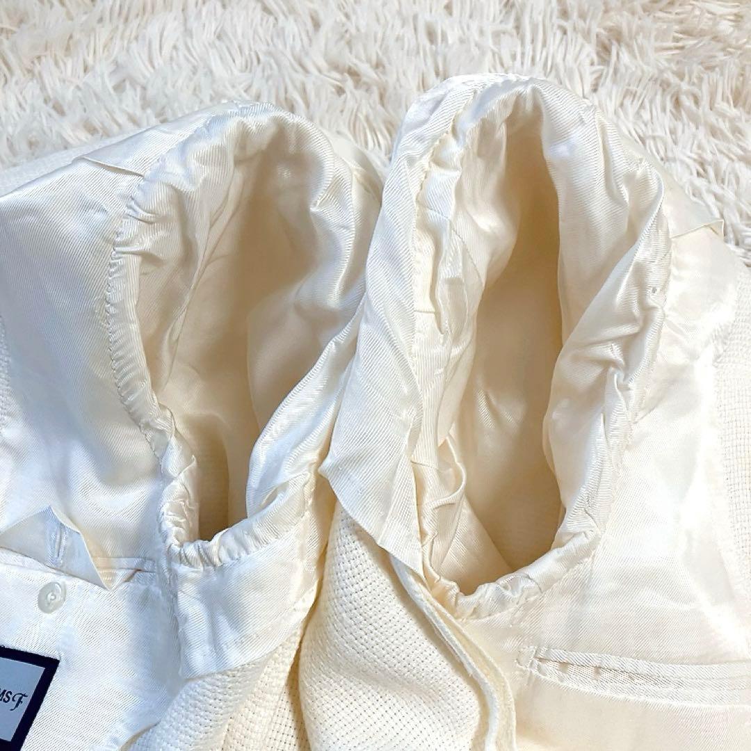 【リネン100%・美品】BEAMS F　テーラード　アイボリー　50　貝ボタン