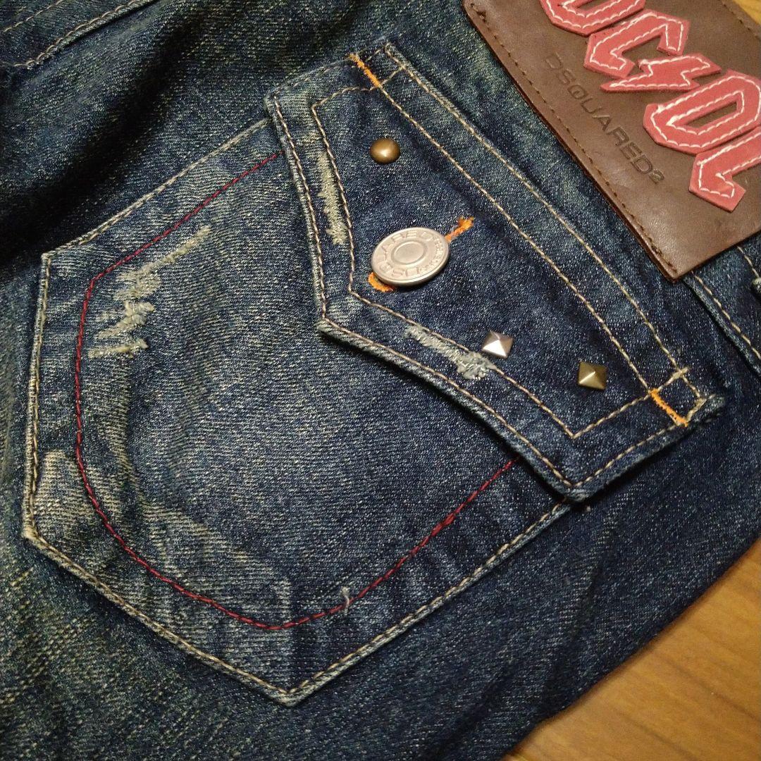 【美品】DSQUARED　29　フレア　刺繍　濃紺　DCDCパッチ スタッズ