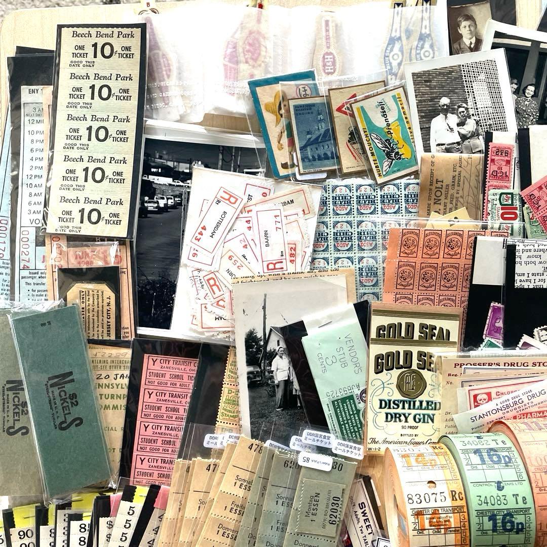 ヴィンテージ 紙モノ 新品大量まとめ売り 蚤の市ジャンクジャーナルコラージュ素材