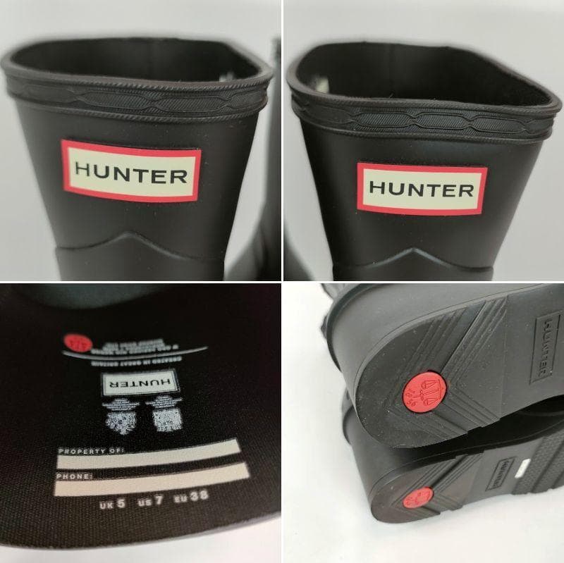 未使用級 Hunter ハンター 厚底 レインブーツ UK5 24cm相当 黒
