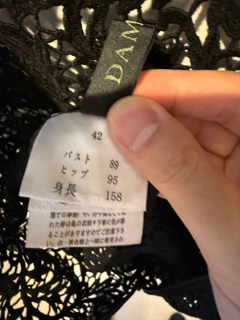 CHRISCELIN ブラックレースワンピース 七分袖