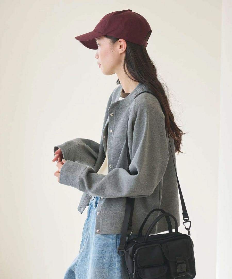 美品BEAUTY&YOUTHダブルフェイスリングボタンカーディガンウォッシャブル