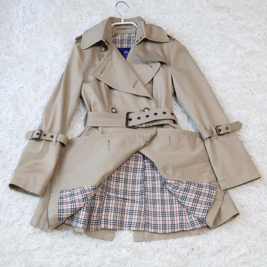 バーバリーブルーレーベル　トレンチコート　ベージュ　ノバチェック　36