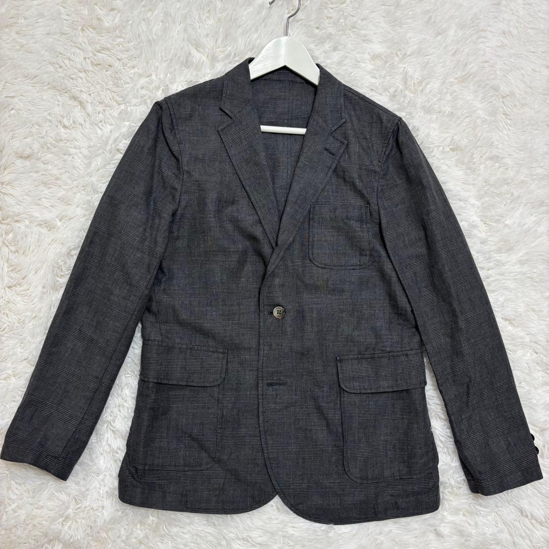 美品/リネン混★ ビームスプラス テーラードジャケット グレンチェック 20SS