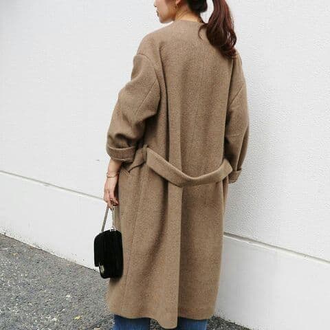 イエナ*ウールモッサーノーカラーコート 36