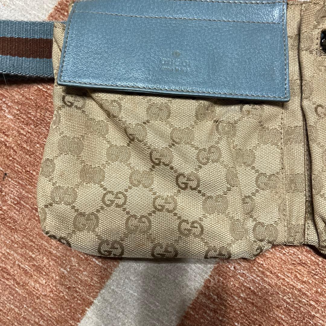 GUCCI GGパターン ウエストポーチ ベージュ・青