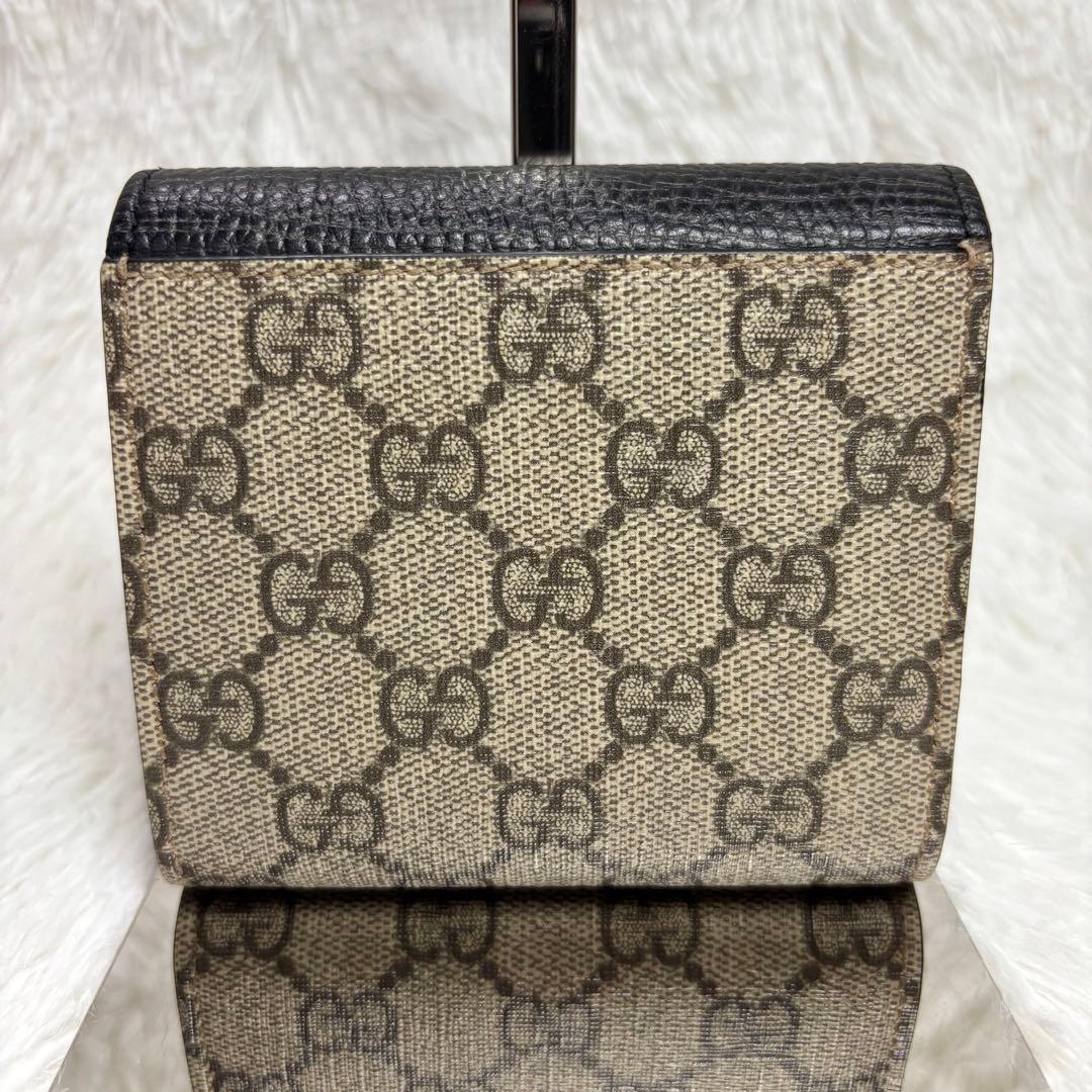 ✨付属品完備/極美品✨ グッチ GGスプリーム マーモント 折り財布 L字 黒