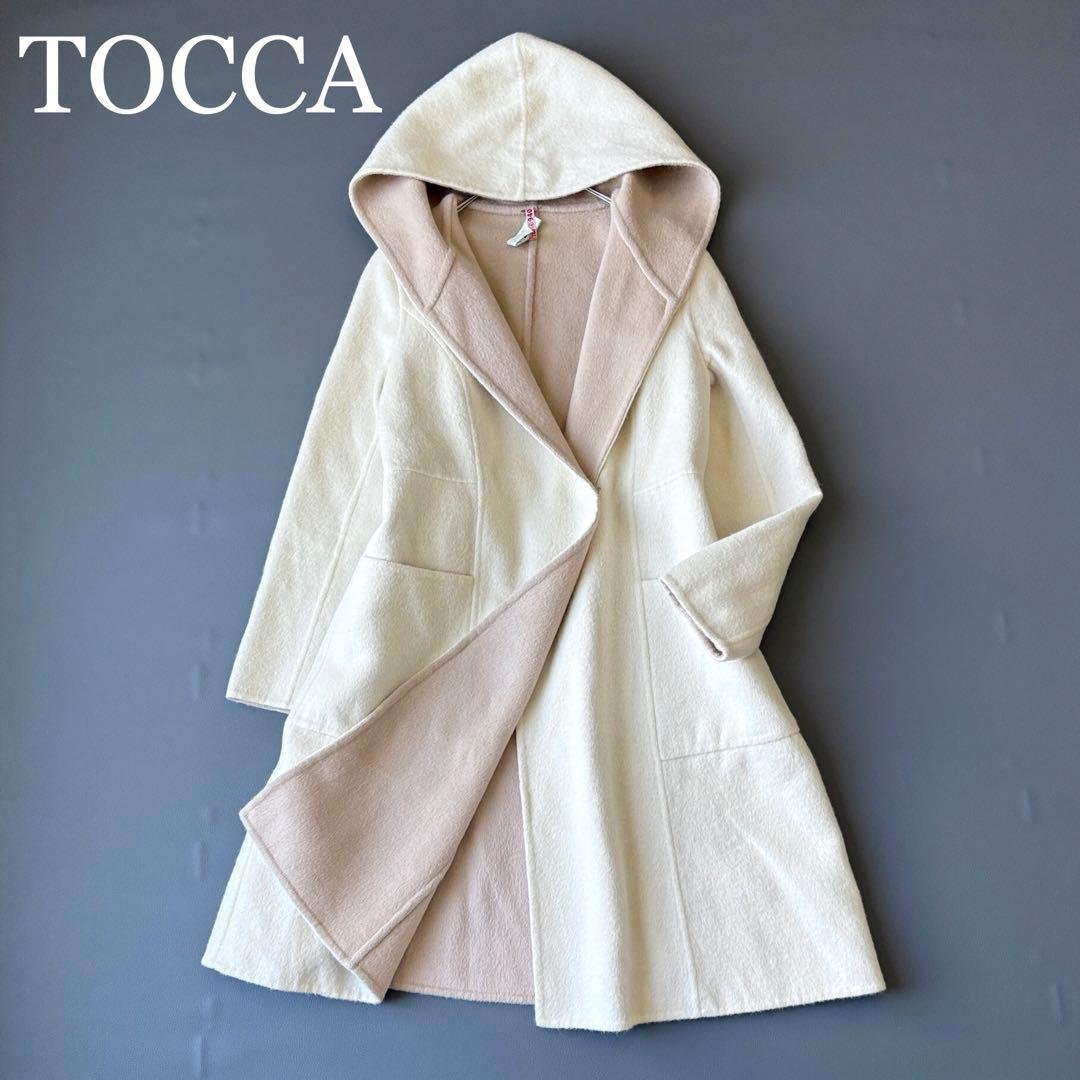 2989y美品　トッカ　フード付きロングリバーコート　アイボリー春服♡