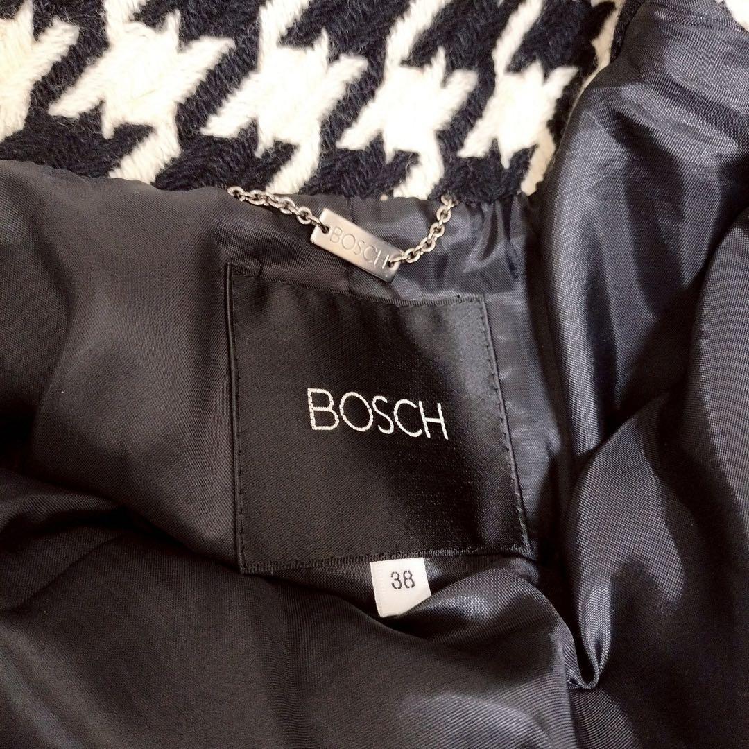 ボッシュ◇ロングコート カシミヤ 38スタンドカラー ベルト ジップ レザー