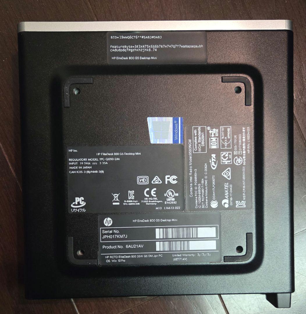 ミニPC HP EliteDesk 800 G5 Desktop Mini PC