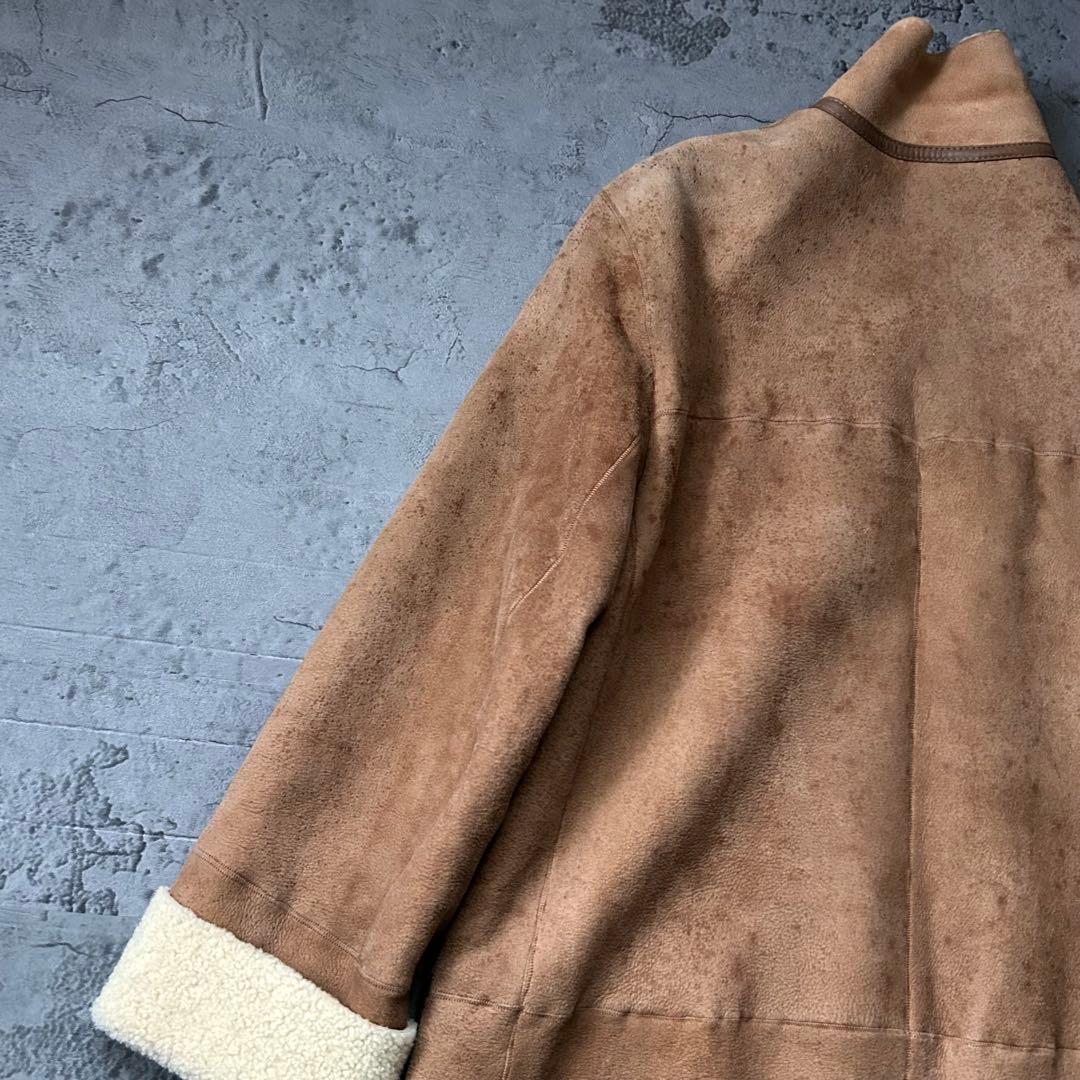 希少本革 MAXMARA リアル ムートンコート ボア キャメル スタンドカラー