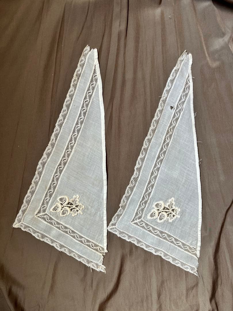 ◆フランスアンティーク｜古いレース素材セットパーツ手編みエクリュ生成り刺繍フリル