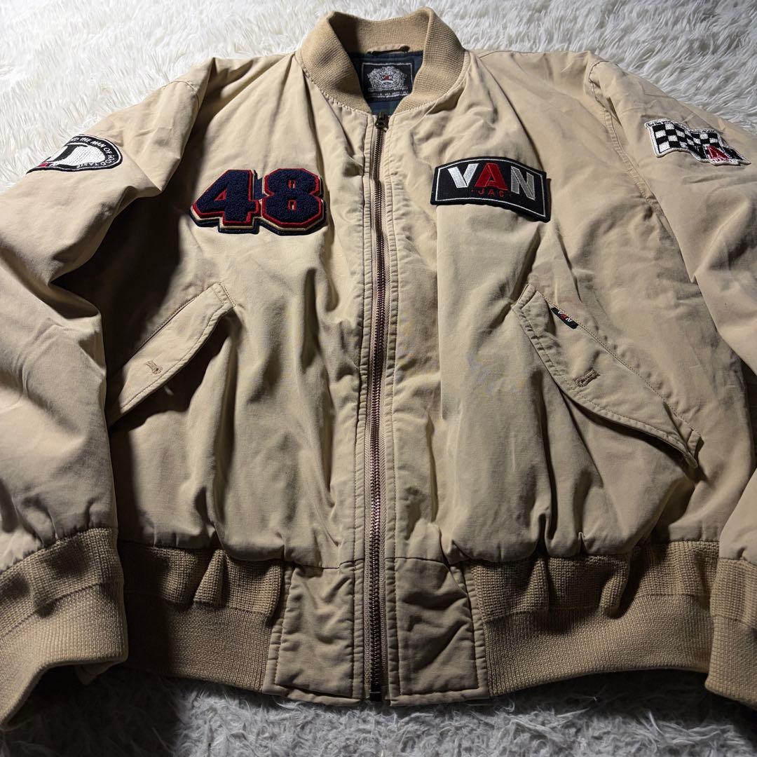 希少■VAN JACKET ブルゾン　ワッペン　刺繍　ベージュ　L
