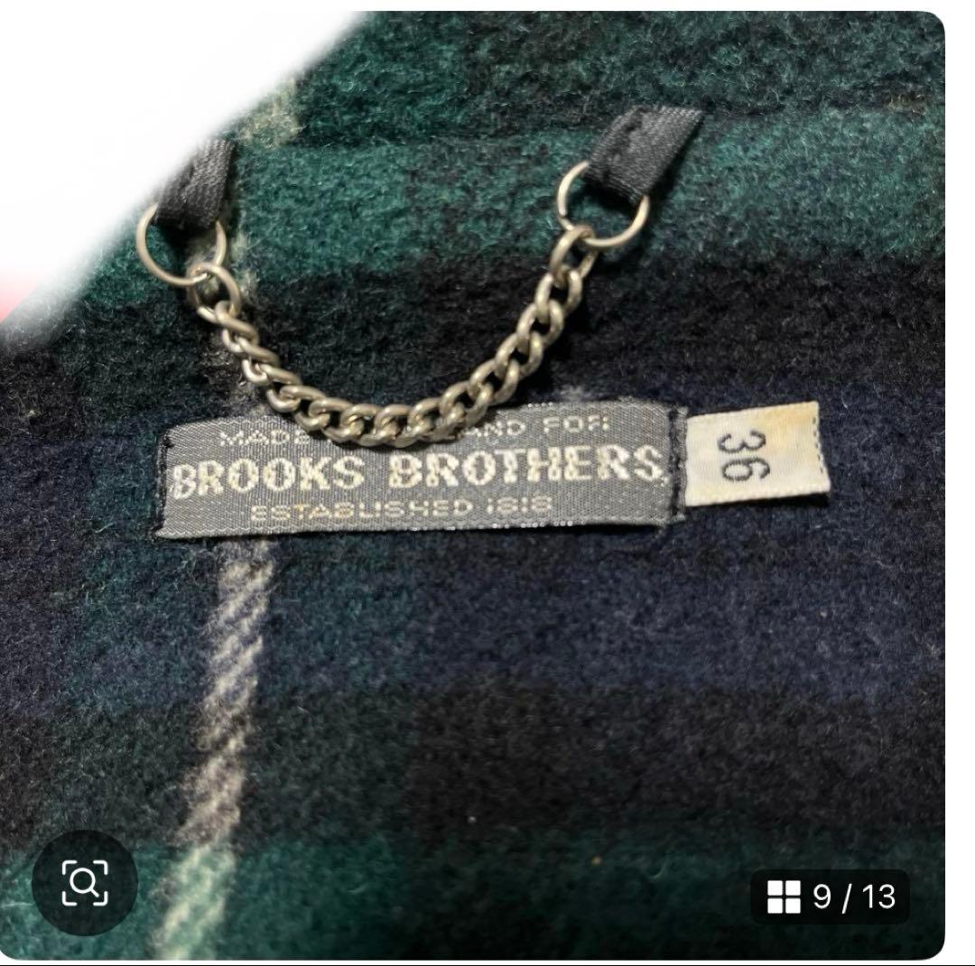 英国製BROOKS BROTHERS⭐︎ 36 ダッフルコート 裏地チェック柄 紺
