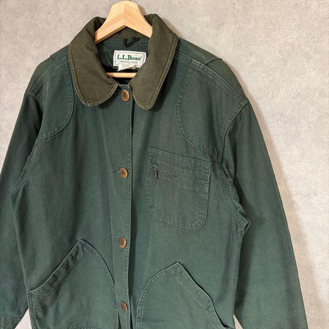 エルエルビーン 古着 フィールドコート USA グリーン M 80s 90s