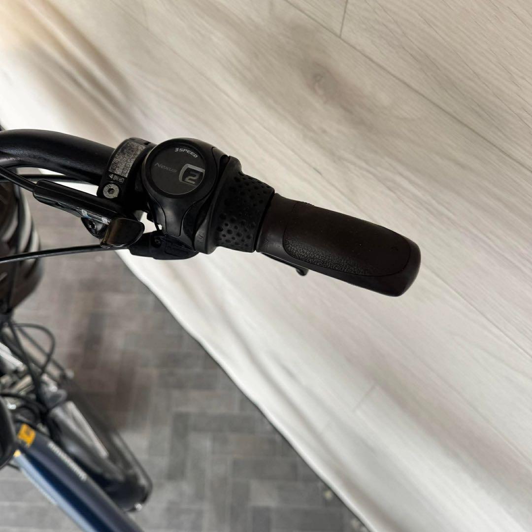 電動アシスト自転車 ダークブルー 前部バスケット付き
