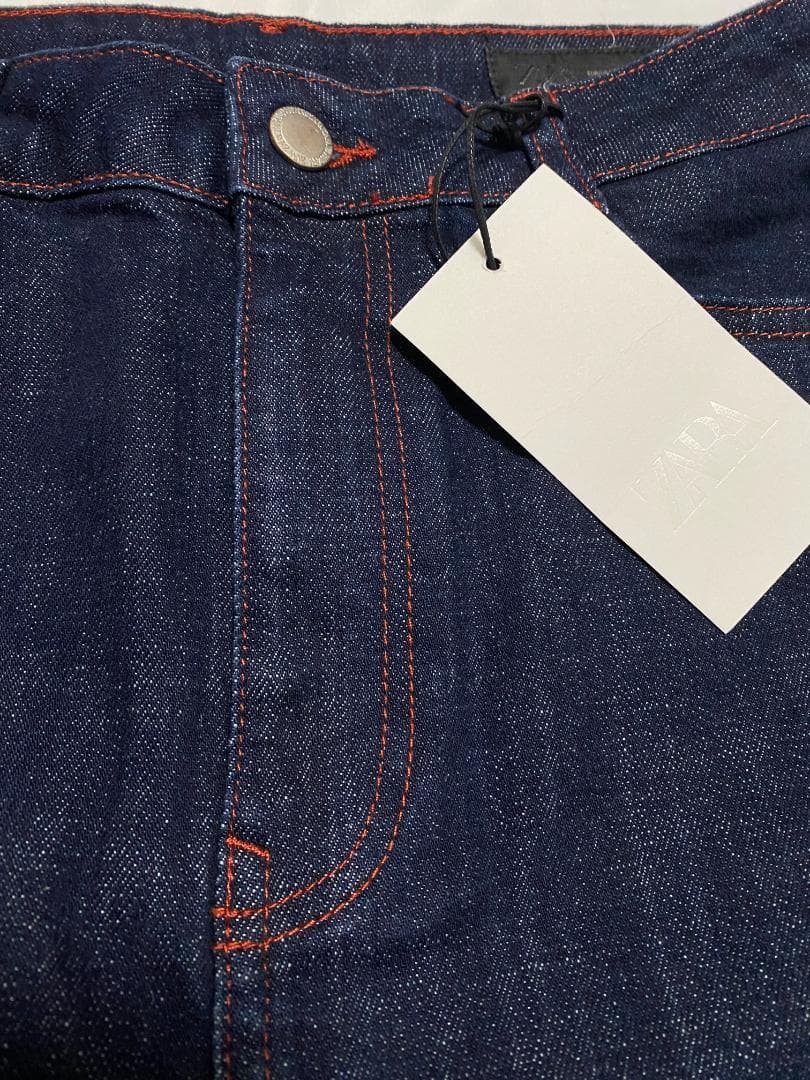 【ZARA】 ミディ丈デニムスカート ハート ブルー M