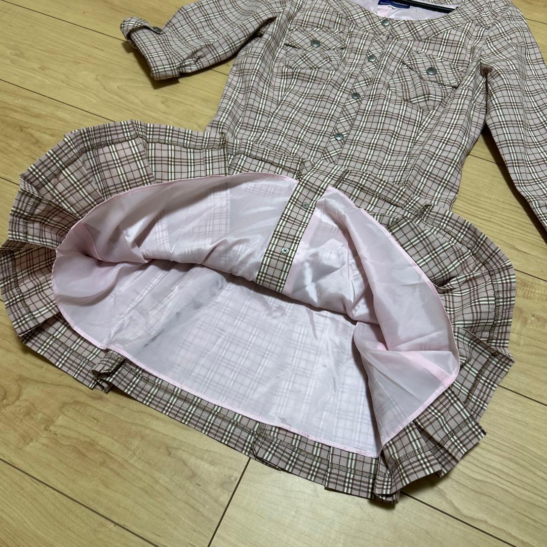 バーバリーブルーレーベル　ノバチェック　プリーツ　シャツワンピース　ピンク