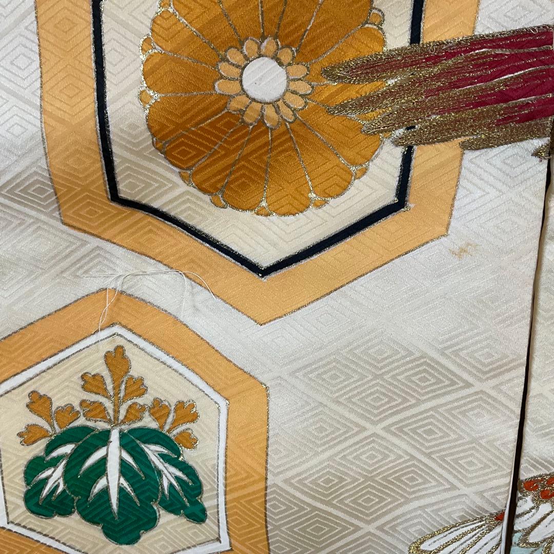 【訳あり】グリーン系　鶴刺繍 お宮参り用着物