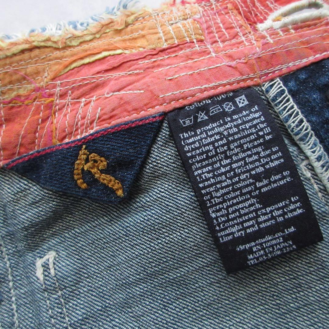 45R R刺繍 インディゴ セミフレアデニム
